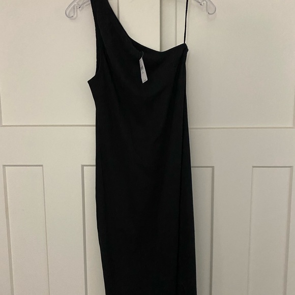 GAP one shoulder midi dress black ribbed ST NWT - Picture 3 of 3
